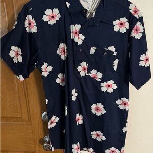 Men's Navy Floral Shirt L